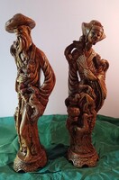 Hindu kerámia szobrok /1 férfi+1 nő/. 39 cm, 1,2 kg