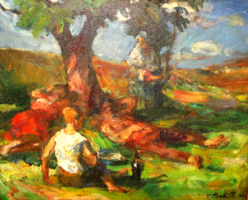 GARANTÁLTAN  EREDETI CSODÁS P. BAK JÁNOS / 1913-1981/ FESTMÉNY: PIKNIK 1964