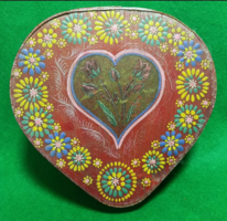 Festett hársfa díszdoboz / varródoboz (21×21 cm) –  retró kézműves darab
