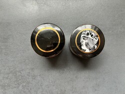 Szász Endre tervezte Hollóházi kézzel aranyozott porcelán tégely - Helia D