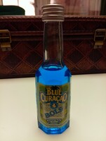 Ritka retro Lucas Bols Blue Curaçao mignon (miniatűr üveg) – gyűjtői darab!