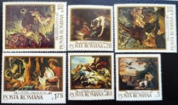 R2876-81  Románia 1970 Vadászfestmények bélyegsor postatiszta