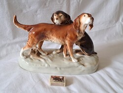 Large Royal Dux Vizsla / Hunting Dog Pair Porcelain Figurine
