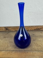-AX816- Swedish Art Glass skandináv kék fújt művészüveg váza antik retro asztali dísz svéd