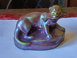 Zsolnay Antique Eosin Otter Figurine