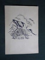 Képeslap,grafikai,állatok,ornitológia,gulipán madár,Agárdi Ede,1954-