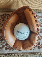 Ritka vintage baseball szett: Pan Pacific Co. elkapókesztyű + Wilson bőrlabda
