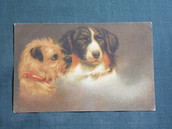 Képeslap,grafikai,művészet,terrier, juhászkutya,1920-