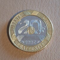 Franciaország 20 frank, 1992 - Tájolás: 180°