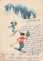 E - 227 Karácsonyi Üdvözlet 1971  Sport vonatkozású érdekesség!