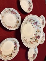 Zsolnay Butterfly Pattern 6+1 Compote Set, Hand-Painted, Gilded
