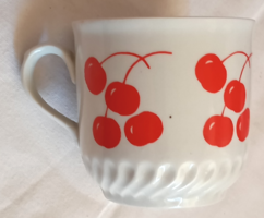Porcelán bögre cseresznyés csésze Ternopil Porcelángyár 4dl retro Orosz