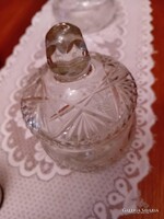 RÉGI NAGY KRISTÁLY CUKORTARTÓ,NEM HASZNÁLT  Felső átmérő:9,5 cm,  alsó átmérő:7,2 cm, magasság:11,7