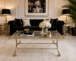 Hollywood Regency Copper-Glass Coffee Table