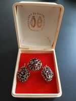 Antik / Vintage 14K arany cseh gránát ékszerszett (Garnitúra)
