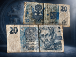 Czech Republic 20 Koruna 1994 B19 – rarer yellowish paper, central security thread
