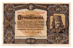 50 Korona Államjegy 1920 VF