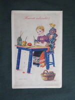 Képeslap,Bacsa János grafika,ünnepi,húsvét,népviselet,népművészet,Barasits Bp. kiadás,1940-