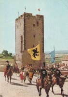 Retró képeslap - Nagyvázsony, Kinizsi vár lakótornya (XV. sz.)