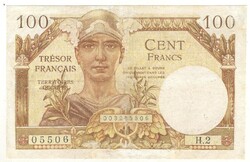 100 frank francs 1947 Megszállt területek Franciaország Restaurált Ritka