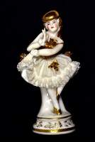 Antik német SITZENDORF csipke-porcelán balerina figura (cca. 1918–1930)