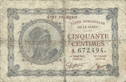 50 centim centimes 1922 Franciaország Sarre Saarland Saar-vidék Ritka 1.