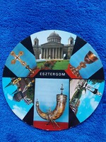 ESZTERGOM - KÖR ALAKÚ, MOZAIK képeslap,1976., Bazilika, kis törés a lapon, postatiszta