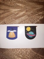 2 pcs magnetic book markers space ship planet sci-fi NEW