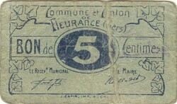 5 centim centimes 1914-18 Fleurance Franciaország