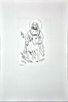 Borsos Miklós - Jézus bevonulás Jeruzsálembe 29 x 19,5 cm rézkarc