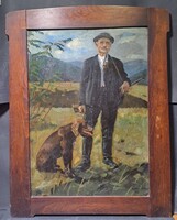 Viski János: Hunter and his dog, 1921 (oil painting)