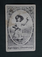 Képeslap,grafikai,művészet,gyerek modell,kislány,galamb,1910-