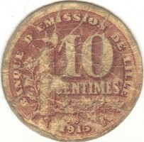 10 centim centimes 1915 Lille Franciaország