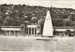 Retró képeslap - Balatonalmádi, Strand