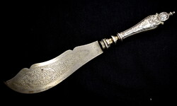 Silverware from around 1880: Alexander Sturm (Vienna) workshop: HISTORIZING SILVER KNIFE WITH LARGE FISH SERVING TONG!