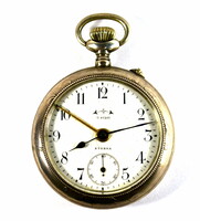1900 körül ETERNA SVÁJCI ÉBRESZTŐS FUNCIÓVAL KÉSZÜLT EZÜST ZSEBÓRA BÁNYÁSZ MOTÍVUMMAL !