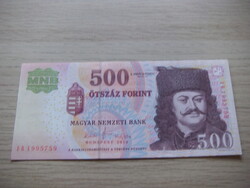 500 Forint 2010   A képen látható Szép Új  állapotban ( Forgalomból Kivont Bankjegy )