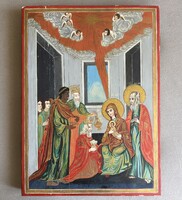 Monumental Antique Icon Panel (62x45 cm) – Adoration of the Kings – 19th-century base