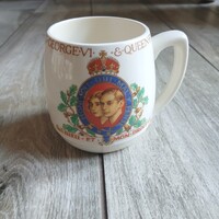Szép régi brit porcelán koronázási emlékpohár (1937)