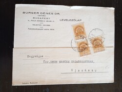 D210617 1941 Dr. Burger Dénes budapesti ügyvéd – jogi levelezőlap Újszászra