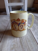 Szép régi brit porcelán koronázási emlékpohár II. (1937)