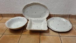 Zsolnay apró virágos barokk tálaló darabra (4 db sültes, salátás, kompótos, kínáló-torta)