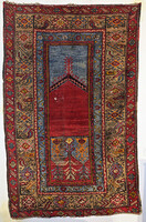 19. századi török/anatóliai és kaukázusi imaszőnyeg, kézi csomózású! 167x105 cm Igazi gyűjtői darab!