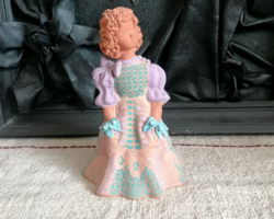 Bod Éva: Lila blúzos lányka, festett terrakotta figura  - 18 cm -