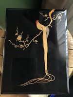 Régi japán lakk technikával készült kézzel festett fa doboz