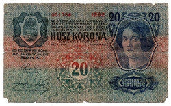 20 Korona Bankjegy 1913 I. kiadás G-VG