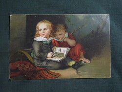 Képeslap,Christian Leberecht Vogel grafika,művészet,gyerek modell,kisfiú,népviselet,1910-