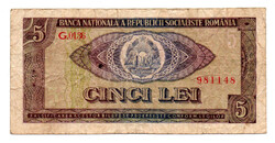 Románia 5 Lei Bankjegy 1966 P93a F