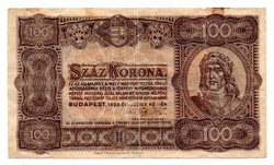 100 Korona Államjegy 1923 Magyar Pénzjegynyomda F