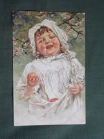 Képeslap,Paul Wagner grafika,művészet,gyerek modell,kislány,1910-